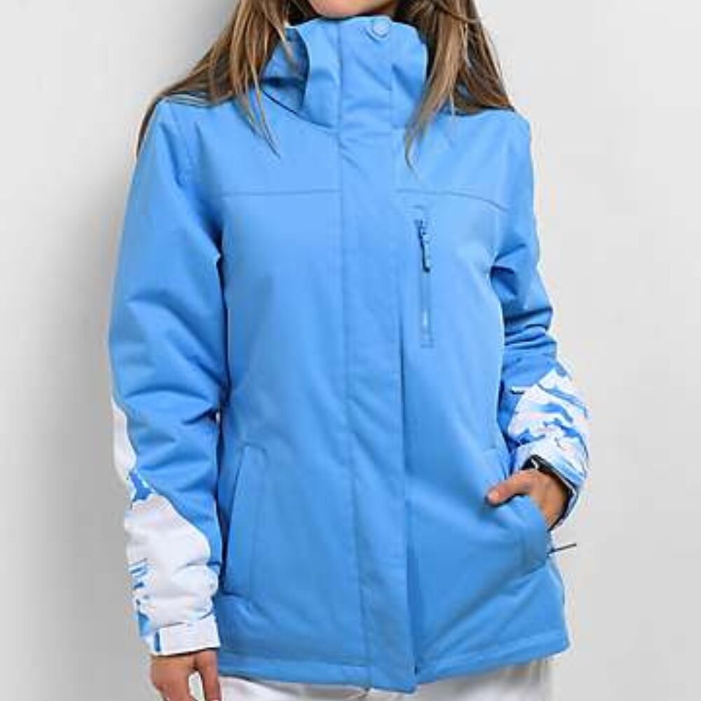 NWT Women's Roxy Jetty Block Azure Blue Clouds Snowboard Jacket Large